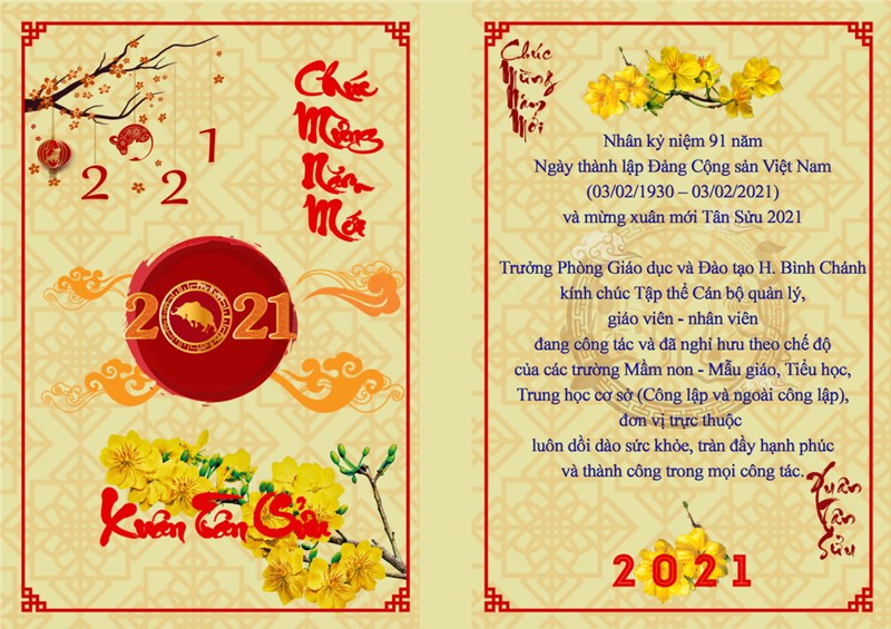 Thiệp chúc Tết Tân Sửu 2021 của Trưởng phòng Giáo dục và Đào tạo Huyện Bình Chánh