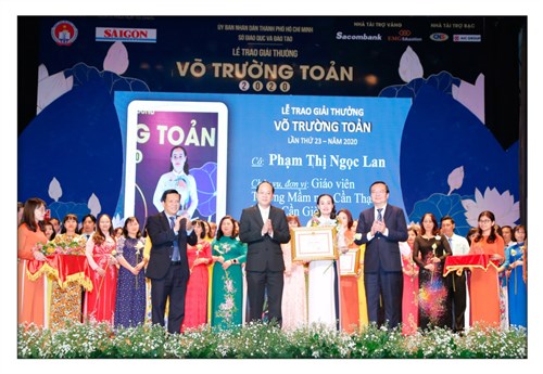 Huyện Cần Giờ có 01 Giáo viên Trường Mầm non Cần Thạnh (Cô Phạm Thị Ngọc Lan) vinh dự được nhận giải thưởng Võ Trường Toản lần thứ 23 năm 2020