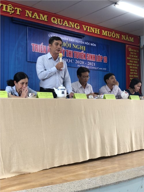 Sáng ngày 11 tháng 7 năm 2020, Hội Nghị Triển khai kỳ thi Tuyển sinh lớp 10 năm học 2020-2021 tại Phòng Giáo dục và Đào tạo 
