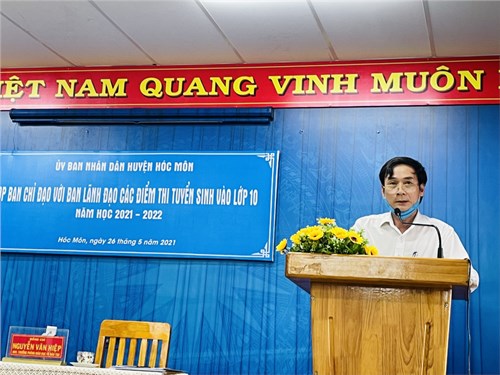 Họp ban chỉ đạo với ban lãnh đạo các điểm thi tuyển sinh vào lớp 10 tại phòng giáo dục và đào tạo huyện hóc môn