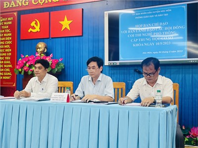 Họp ban chỉ đạo - ban lãnh đạo các hội đồng coi thi nghề phổ thông cấp trung học cở sở khoá ngày 10/5/2023.