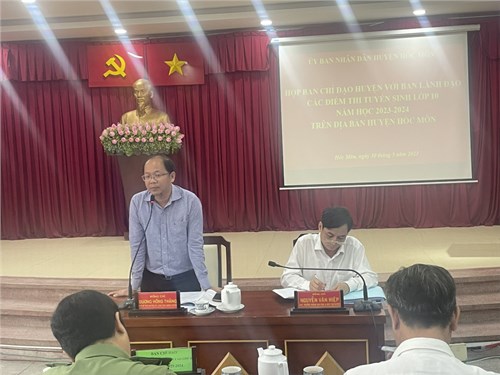 Họp Ban Chỉ Đạo Huyện với Ban Lãnh Đạo các điểm thi tuyển sinh lớp 10 năm học 2023-2024