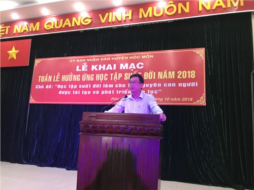 Chiều 01/10, UBND huyện tổ chức Lễ Phát động “Tuần lễ hưởng ứng học tập suốt đời” năm 2018