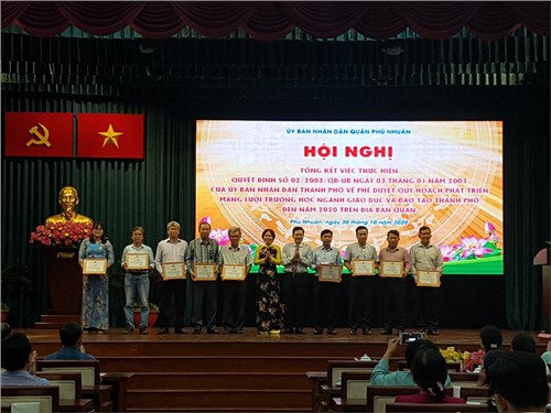 Hội nghị tổng kết quyết định số 02/2003/qđ-ub
ngày 03 tháng 01 năm 2003 của ủy ban nhân dân
thành phố về phê duyệt quy hoạch phát triển
mạng lưới trường học ngành giáo dục và đào tạo thành phố đến năm 2020 trên địa bàn quận phú nhuận
