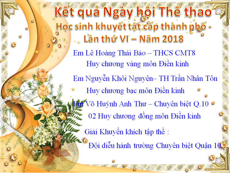 Kết quả Ngày hội Thể thao Học sinh khuyết tật cấp thành phố Lần thứ VI – Năm 2018
