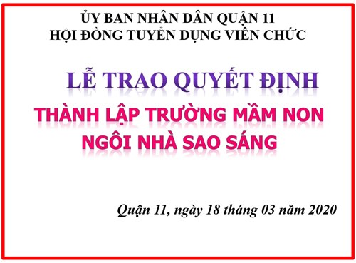 Lễ công bố và trao quyết định bổ nhiệm cán bộ quản lý các trường mầm non ngoài công lập năm học 2019-2020