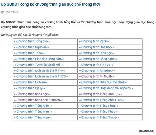 Bộ GD&ĐT công bố chương trình giáo dục phổ thông mới