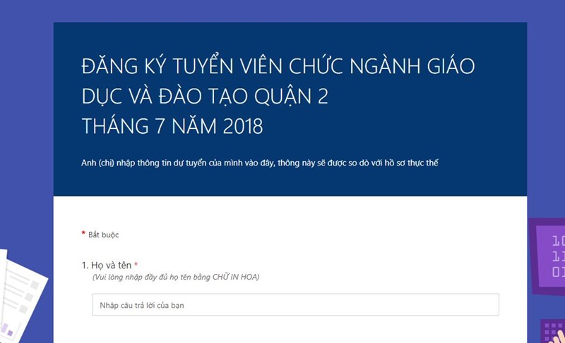 Đăng ký tuyển dụng online