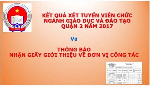 Thông báo
Việc nhận giấy giới thiệu và Kết quả xét tuyển viên chức ngành Giáo dục và Đào tạo Quận 2  