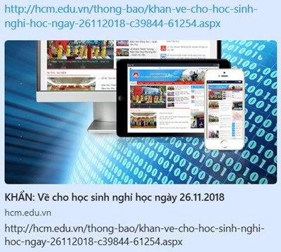 Khẩn Về cho học sinh nghỉ học ngày 26.11.2018