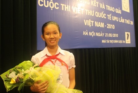 Bức thư đạt giải Nhất quốc tế, Giải nhất quốc gia cuộc thi Viết thư quốc tế UPU lần thứ 39 năm 2010