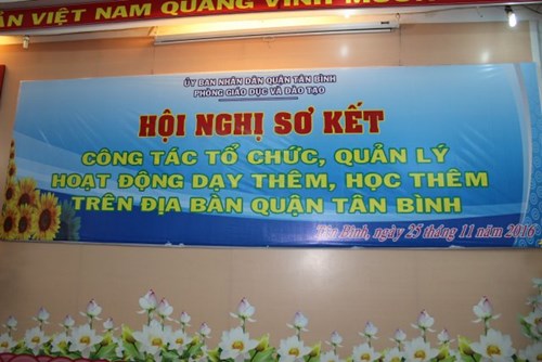 Hội nghị sơ kết Công tác tổ chức, quản lý, hoạt động dạy thêm học thêm trên địa bàn quận Tân Bình.