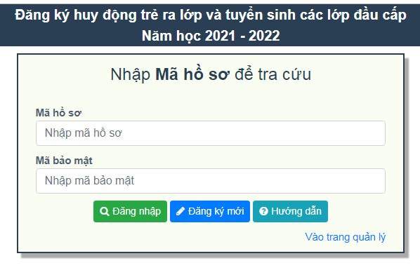 Hướng dẫn phần mềm trực tuyến huy động trẻ ra lớp và tuyển sinh vào các lớp đầu cấp  năm học 2021-2022