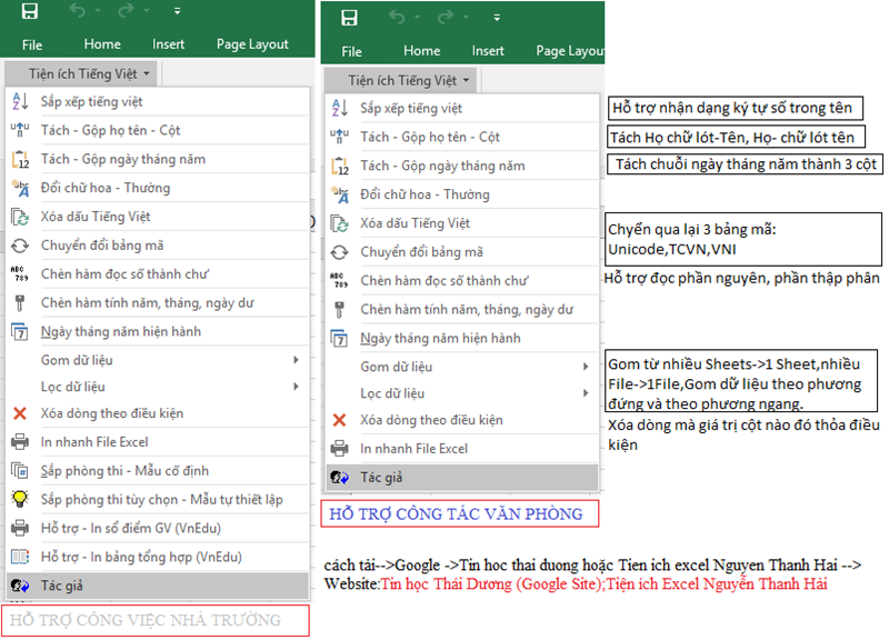 Phần mềm Tiện ích excel