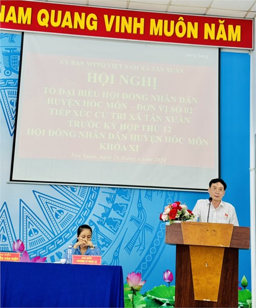 Tổ đại biểu hội đồng nhân dân huyện hóc môn -đơn vị số 2 - tiếp xúc cử tri xã tân xuân trước kỳ họp thứ 12 hội đồng nhân dân huyện hóc môn khóa xi